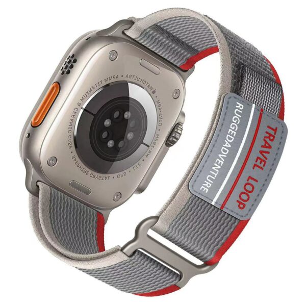 Nylon loop for Apple Watch 42/44/45/49 design 3 grey-red