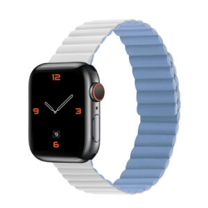 Silicone magnetic loop for Apple Watch 42/44/45/49 double-sided design 2 white-blue
