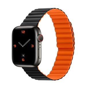 Silicone magnetic loop for Apple Watch 38/40/41 double-sided design 2 black-orange