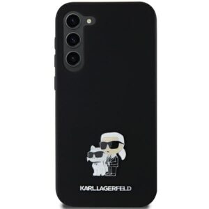 Original Pouch KARL LAGERFELD hardcase Silicone Karl&Choupette Metal Pin KLHCSA35SMHKCNPK for Samsung Galaxy A35 black