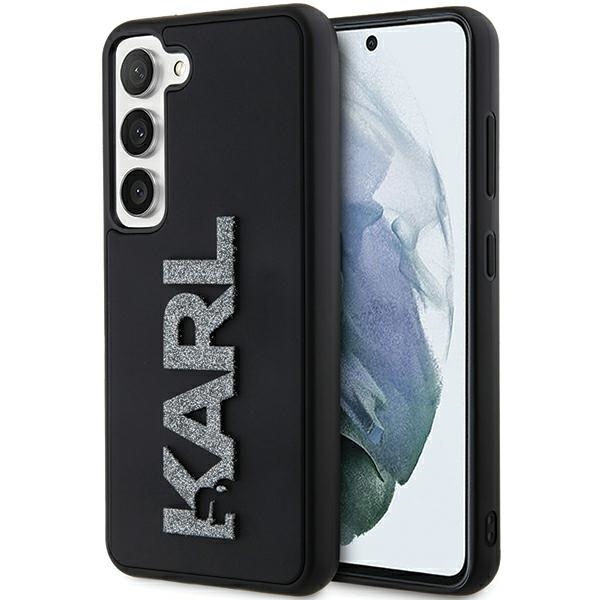 Original Pouch KARL LAGERFELD  hardcase 3D Rubber Glitter Logo KLHCS24S3DMBKCK for Samsung Galaxy S24 black
