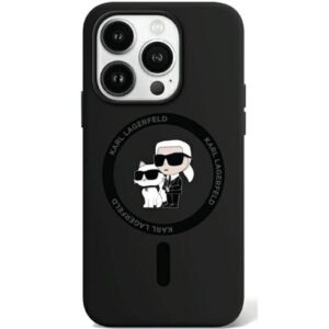 Original Pouch KARL LAGERFELD hardcase Silicone Karl & Choupette MagSafe KLHMP15LSCMKCRHK for Iphone 15 Pro Black