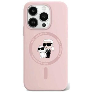 Original Pouch KARL LAGERFELD hardcase Silicone Karl & Choupette MagSafe KLHMP15LSCMKCRHP for Iphone 15 Pro pink