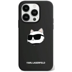 Original Pouch KARL LAGERFELD hardcase Silicone Choupette Head MagSafe KLHMP15XSCHPPLK for Iphone 15 Pro Max Black