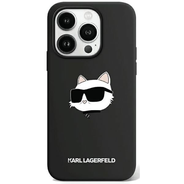 Original Pouch KARL LAGERFELD hardcase Silicone Choupette Head MagSafe KLHMP15XSCHPPLK for Iphone 15 Pro Max Black