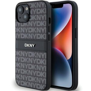 Original Case DKNY hardcase Leather Mono Stripe & Metal Logo DKHCP14SPRTHSLK for Iphone 14/15/13 black