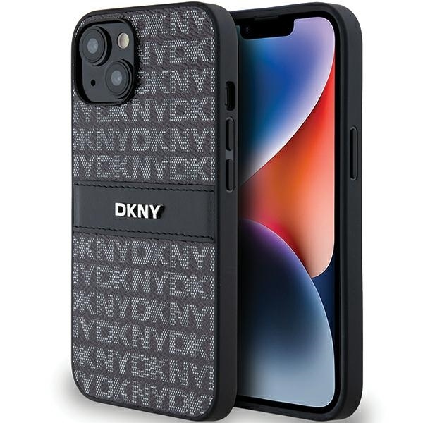 Original Case DKNY hardcase Leather Mono Stripe & Metal Logo DKHCP14SPRTHSLK for Iphone 14/15/13 black