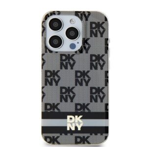 Original Case DKNY hardcase IML Checkered Mono Pattern & Printed Stripes MagSafe DKHMP14SHCPTSK for Iphone 14/15/13 black