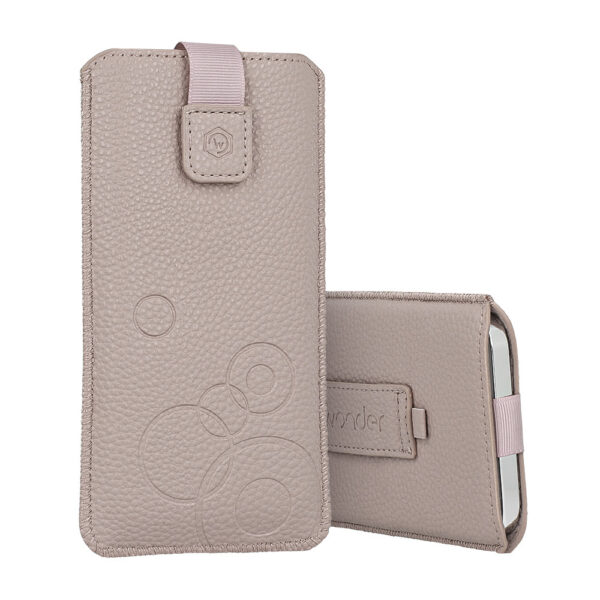 WONDER Deko Pouch Case (Size L) for Iphone 13 Mini/12 Mini/SE 2020/2022/7/8 cappuccino