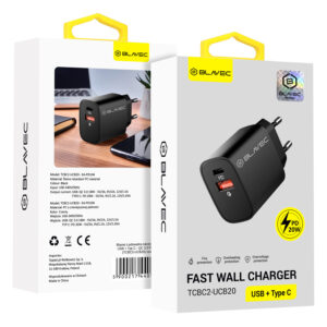 Blavec Wall charger BC-2 - USB + Type C - QC 3.0 PD 20W (TCBC2-UCB20) black