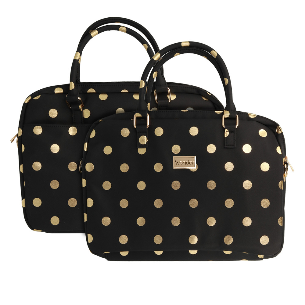 Wonder Briefcase Laptop 15-16 inches gold polka-dot