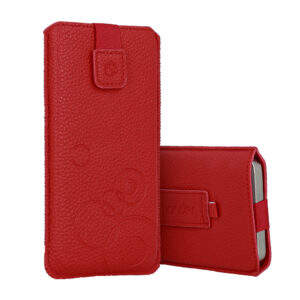 WONDER Deko Pouch Case (Size XXL) for Samsung S25 Ultra/S24 Ultra/M35/M23/A16 5G/Xiaomi Redmi 14C red