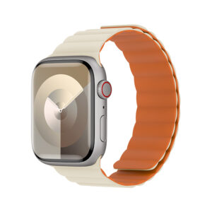 Benks Magnetic Silicone Watch Band for Apple Watch 42/44/45/49 beige-orange