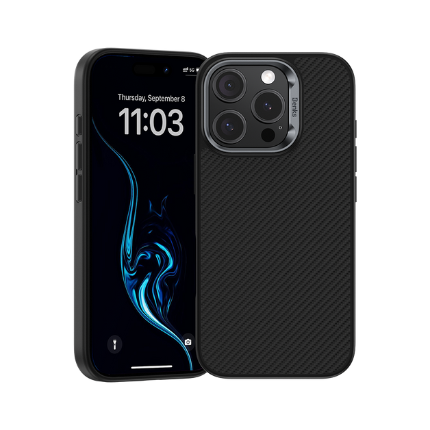 Benks Magnetic Armor Pro Kevlar Case Metal Frame 600D for Iphone 16 Pro black
