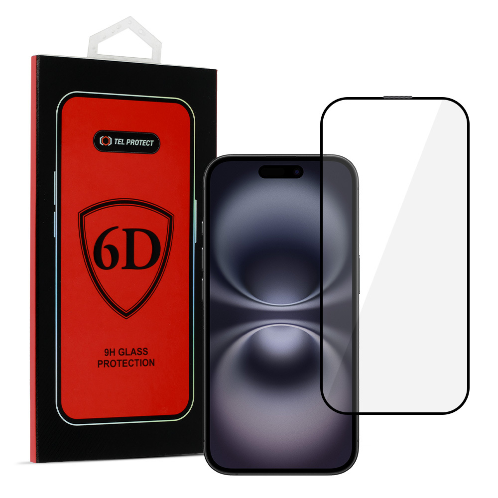 Tel Protect Full Glue 6D Tempered Glass for IPHONE 16 BLACK