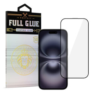 Tempered Glass HARD Full Glue 5D for IPHONE 16 BLACK