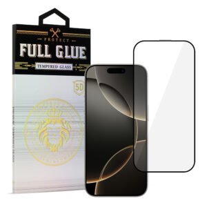 Tempered Glass HARD Full Glue 5D for IPHONE 16 PRO/17 BLACK