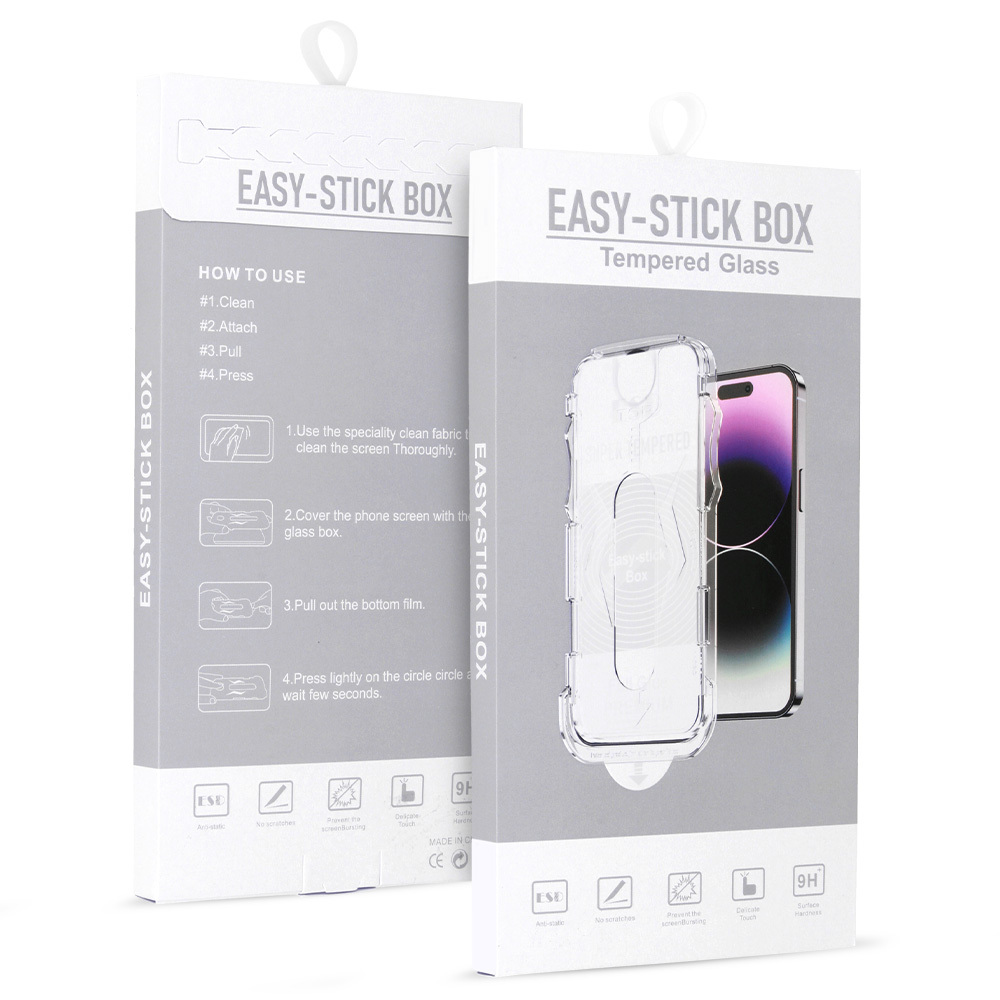 Tempered Glass Full Glue Easy-Stick Box for IPHONE 16 PLUS BLACK