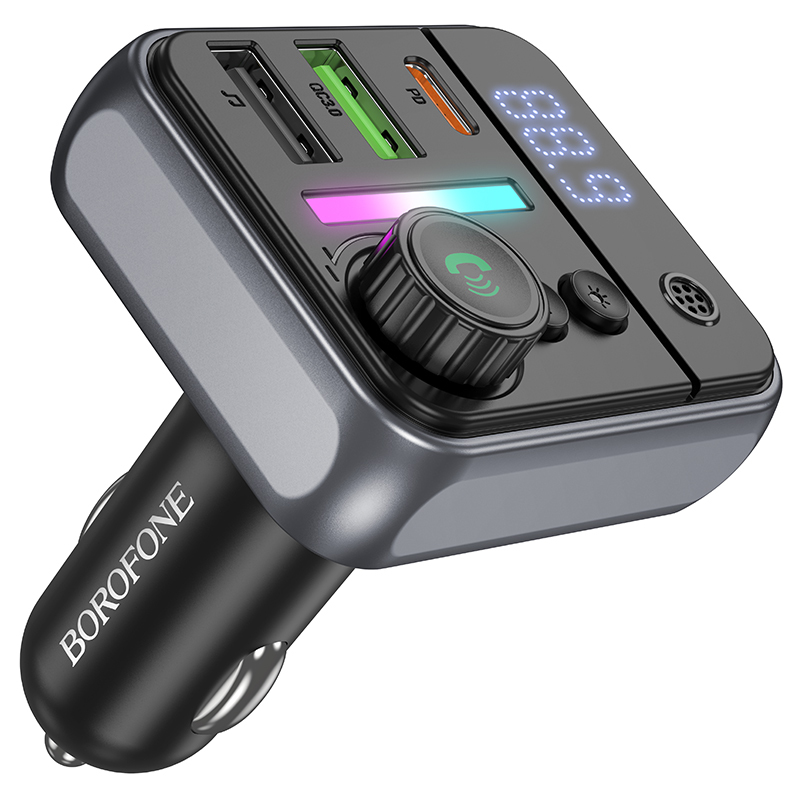 Borofone Transmitter FM BC50 Ascenso MP3, Bluetooth - 2xUSB + Type C - QC 3.0 PD 38W black