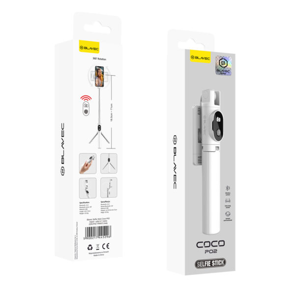Blavec Selfie Stick Coco P-02 tripod + remote control 0,7 metres (SSCP02-TRW07) white