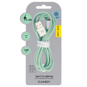 Blavec Cable Candy braided - USB to Lightning - 2,4A 1 metre Apple CarPlay (CCA-UL24GN10) green