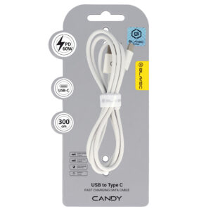 Blavec Cable Candy braided - USB to Type C - PD 60W 3A 3 metres Apple CarPlay/Android Auto (CCA-UC3W30) white