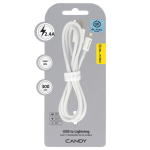 Blavec Cable Candy braided - USB to Lightning - 2,4A 3 metres Apple CarPlay (CCA-UL24W30) white