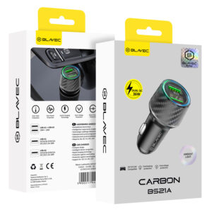 Blavec Car charger BS-21A Carbon - 2xUSB - QC 3.0 36W 3A (CCBS21AC-2UB36) black