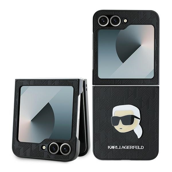 Original Case KARL LAGERFELD Saffiano Monogram KLHCZF6PGKSKIHK for Samsung Galaxy Z Flip 6 black