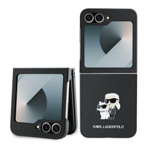 Original Case KARL LAGERFELD Saffiano Metal Pin KLHCZF6SAPKCNPK for Samsung Galaxy Z Flip 6 black