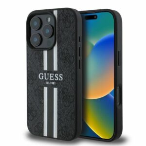 Original Case GUESS hardcase 4G Printed Stripes MagSafe GUHMP16LP4RPSK for Iphone 16 Pro black