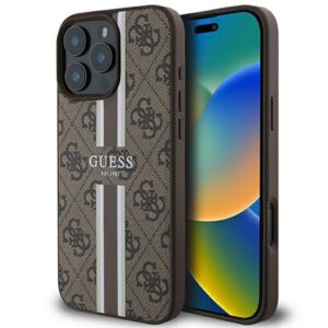 Original Case GUESS hardcase 4G Printed Stripes MagSafe GUHMP16XP4RPSW for Iphone 16 Pro Max brown