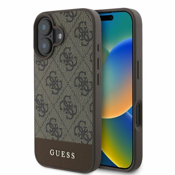 Original Case GUESS hardcase 4G Bottom Stripe GUHCP16SG4GLBR for Iphone 16 brown