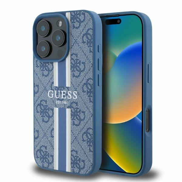 Original Case GUESS hardcase 4G Printed Stripes MagSafe GUHMP16XP4RPSB for Iphone 16 Pro Max blue