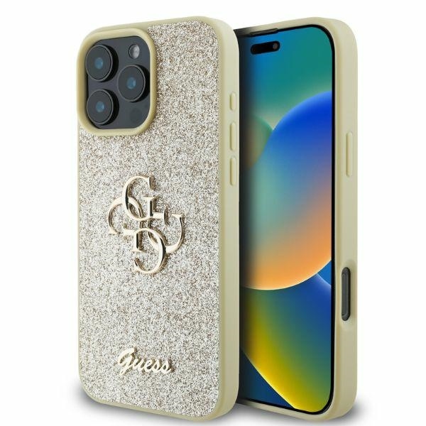 Original Case GUESS hardcase Fixed Glitter Big 4G GUHCP16XHG4SGD for Iphone 16 pro Max gold