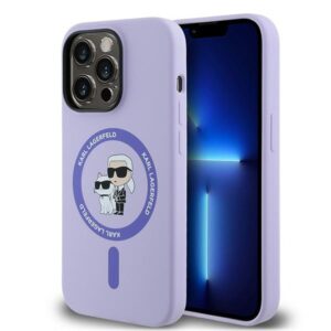 Original Pouch KARL LAGERFELD hardcase HC MagSafe Silicone KC Heads Ring KLHMP14LSCMKCRHU for Iphone 14 Pro purple