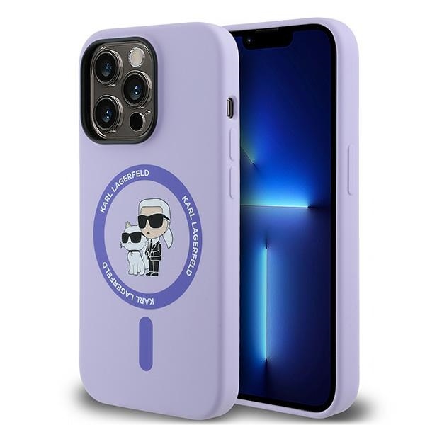 Original Pouch KARL LAGERFELD hardcase HC MagSafe Silicone KC Heads Ring KLHMP14LSCMKCRHU for Iphone 14 Pro purple