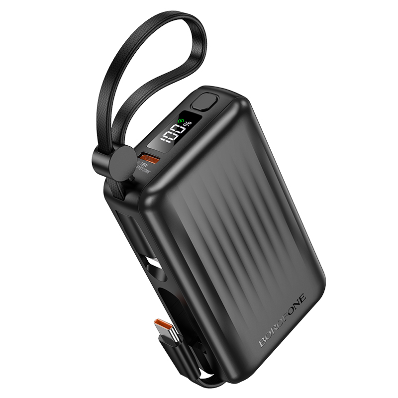 Borofone Power Bank 10000mAh BJ70 Source - Type C - PD 20W with Type C and Lightning cables black