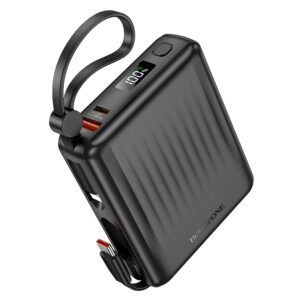 Borofone Power Bank 15000mAh BJ70A Vigorous - USB + Type C - QC 3.0 PD 20W with Type C and Lightning cables black