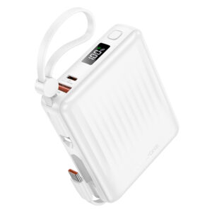 Borofone Power Bank 15000mAh BJ70A Vigorous - USB + Type C - QC 3.0 PD 20W with Type C and Lightning cables white