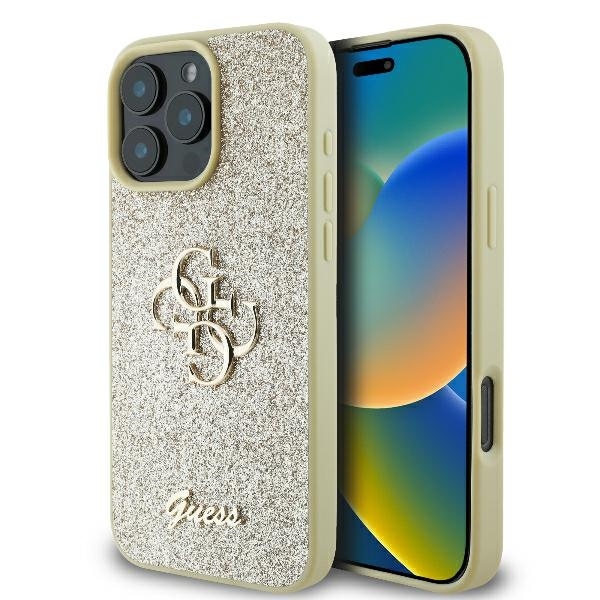 Original Case GUESS hardcase Fixed Glitter Big 4G GUHCP16LHG4SGD for Iphone 16 Pro gold