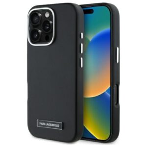 Original Pouch KARL LAGERFELD hardcase FW Metal Plate Magsafe KLHMP16LPGMSRPK for Iphone 16 Pro black