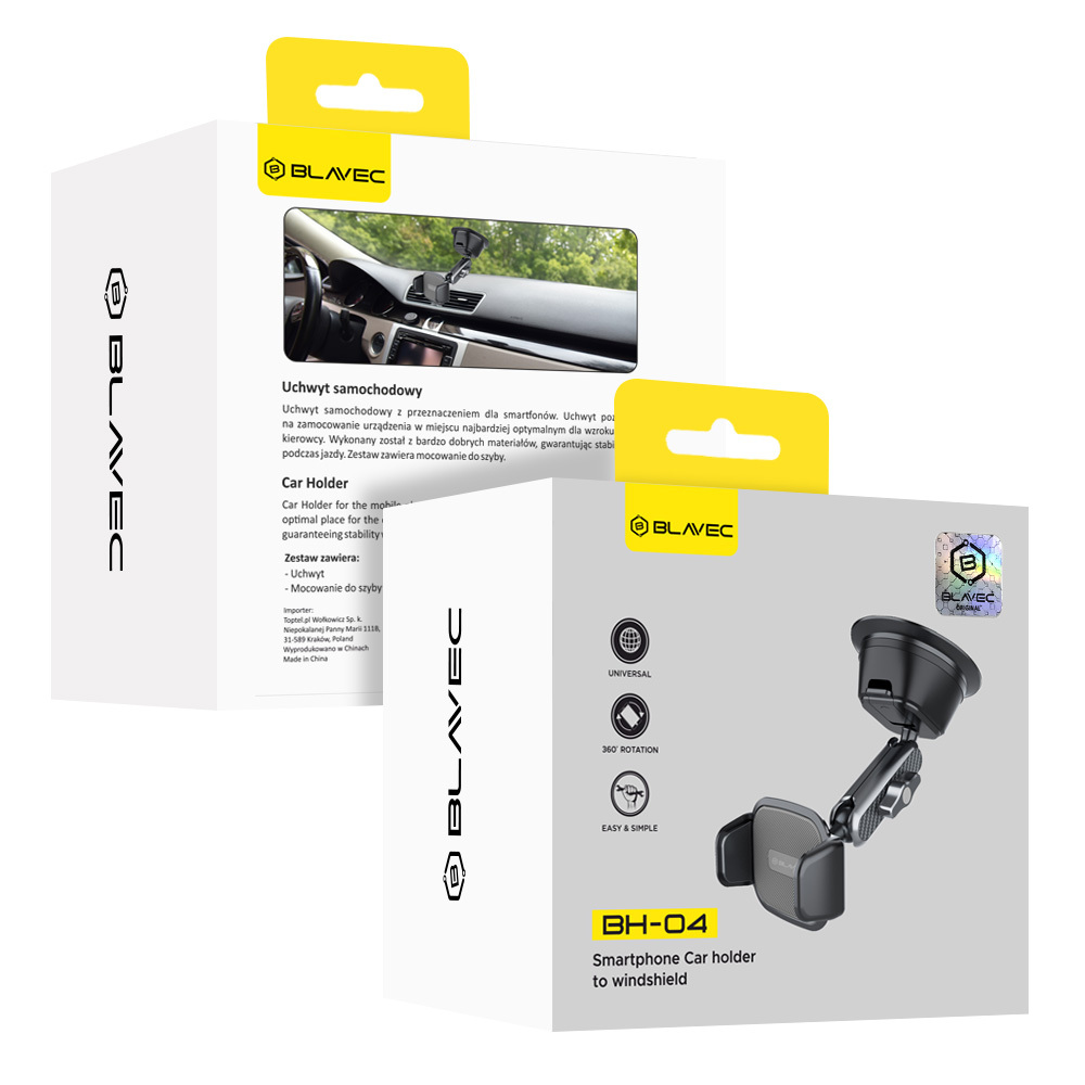 Blavec Car holder BH-04 aluminum to windshield (BH04-WSB) black
