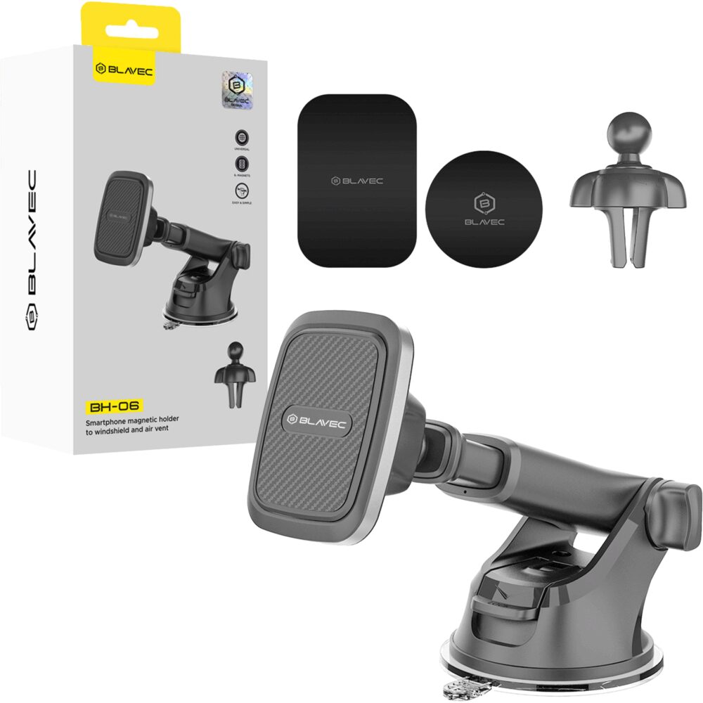 Blavec Car holder BH-06 magnetic to windshield and to air vent (BH06-MAVWSB) black