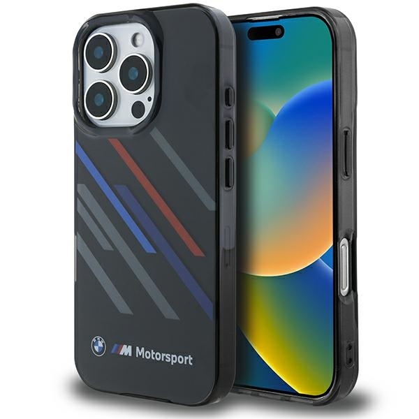 Original Case BMW Motorsport IML Random Stripe BMHCP16X23HTRAK for Iphone 16 Pro Max Black