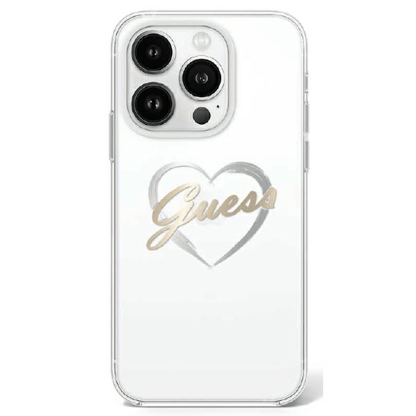 Original Case GUESS IML Heart GUHCP16LHCHGSPT for Iphone 16 Pro transparent