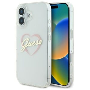 Original Case GUESS IML Heart GUHCP16SHCHGSPT for Iphone 16 transparent