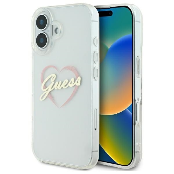 Original Case GUESS IML Heart GUHCP16SHCHGSPT for Iphone 16 transparent