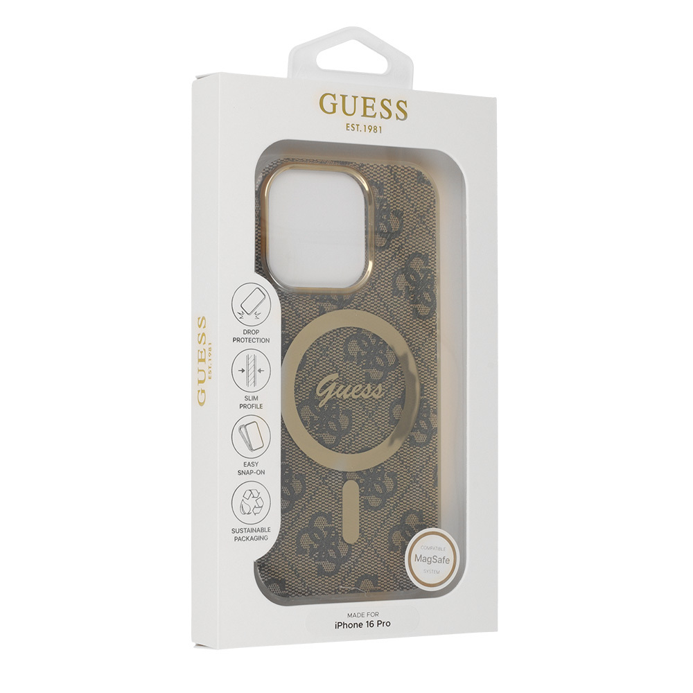 Original Case GUESS IML 4G Magsafe GUHMP16LH4STW for Iphone 16 Pro brown