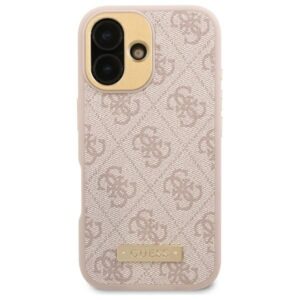 Original Case GUESS 4G Logo Plate Magsafe GUHMP16LU4GPRP for Iphone 16 Pro pink